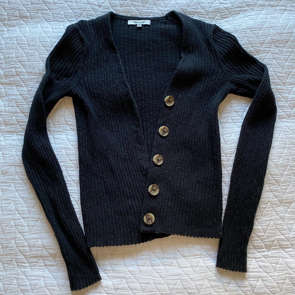 Madewell Shruken Ribbed Cardigan Sweater